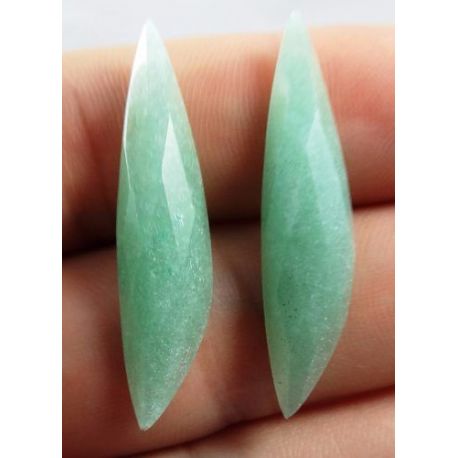 Kit 2 pcs Quartzo Verde Lapidado 37,5x 8,7mm  - cod. 1080